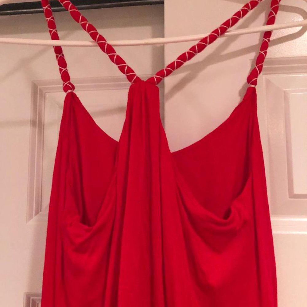 Red Embroidered Tank - Size: M - Picture 4 of 6